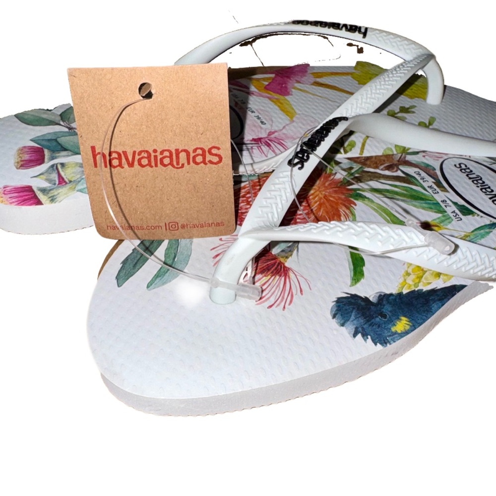 **SOLD** Havaianas Slim Flora Flip Flop Floral Thong Sandals Women's Size 7/8 - Picture 5 of 12